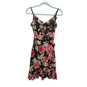 Heart Moon Stars mini dress made in USA black with roses Medium